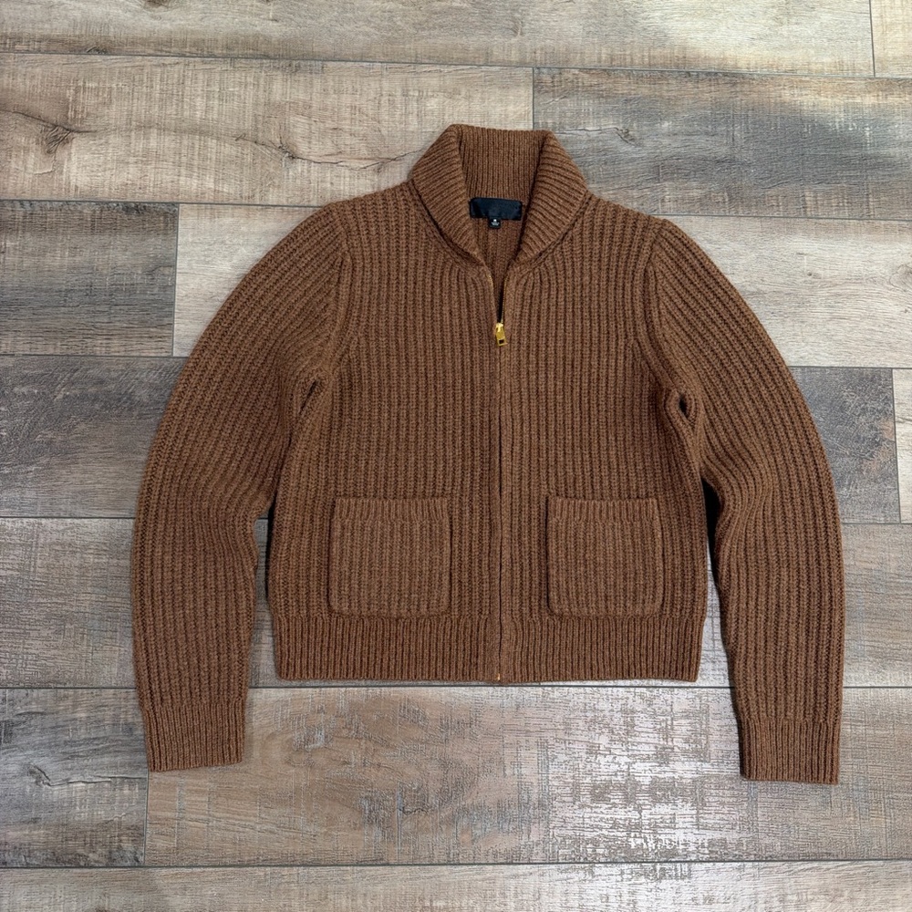 Nili Lotan Tessen ribbed knit wool cashmere blend cardigan - Picture 2 of 6